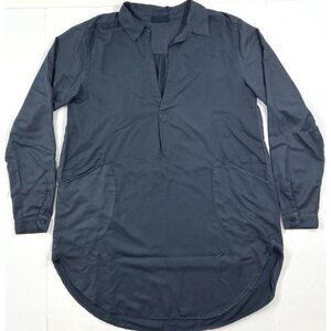 CP Shades Womens Small Blue Teton Tunic Blouse Pockets Lagenlook Cotton Silk USA